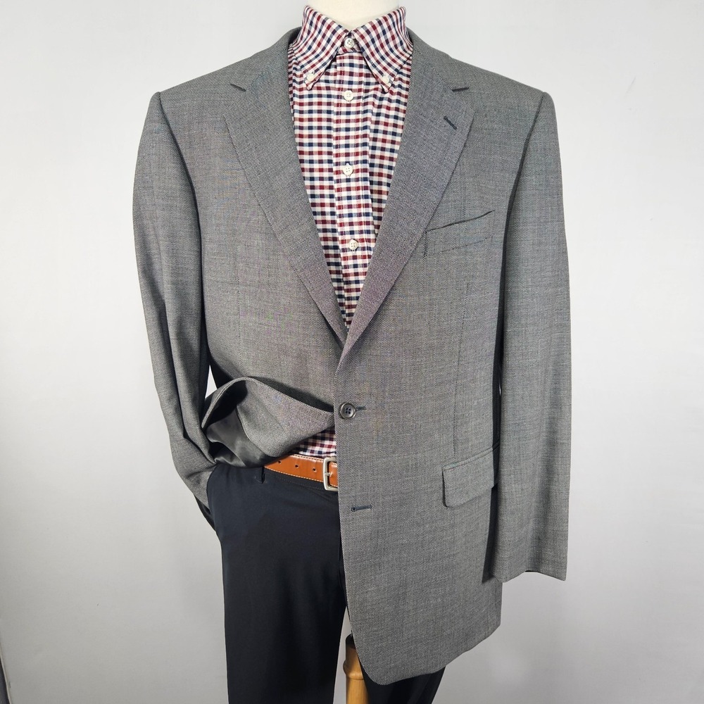 Brooks Brothers 346 Men's Sport Coat Blazer Two Button Birds Eye Gray‎ Wool 44L
